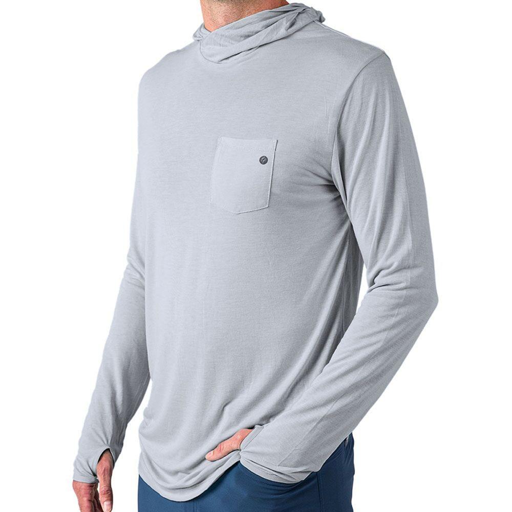 Free Fly Apparel Bamboo Lightweight Hoody Men's in Aspen Grey